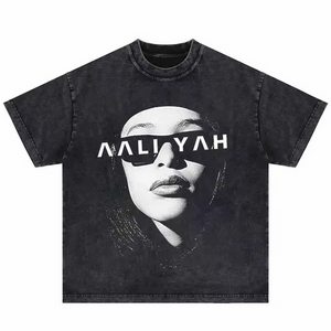 Aaliyah Black & White Vintage Look T-Shirt