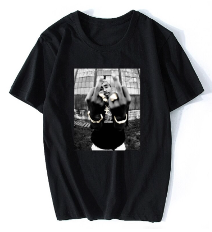 Tupac Middle Fingers Up T-Shirt - Vintage Rap Wear