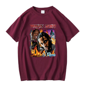 Travis Scott ''La Flame'' Vintage Look T-Shirt - Vintage Rap Wear
