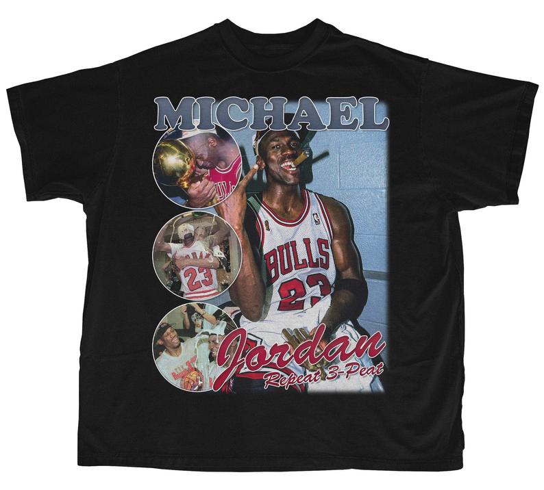 Vintage Michael Jordan Three Peat  Active T-Shirt Designed & Sold